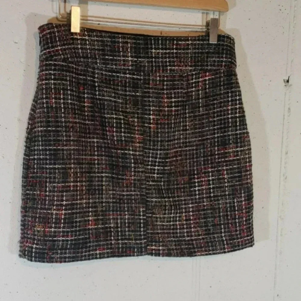 The‎ Limited Mini Skirt 8 Multicolor Tweed Plaid Textured Back Zip Pencil Skirt